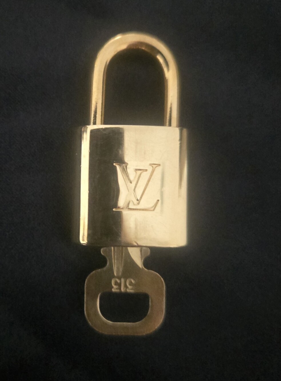 Louis Vuitton Gold Padlock with LV Monogram Lock and one key #313.